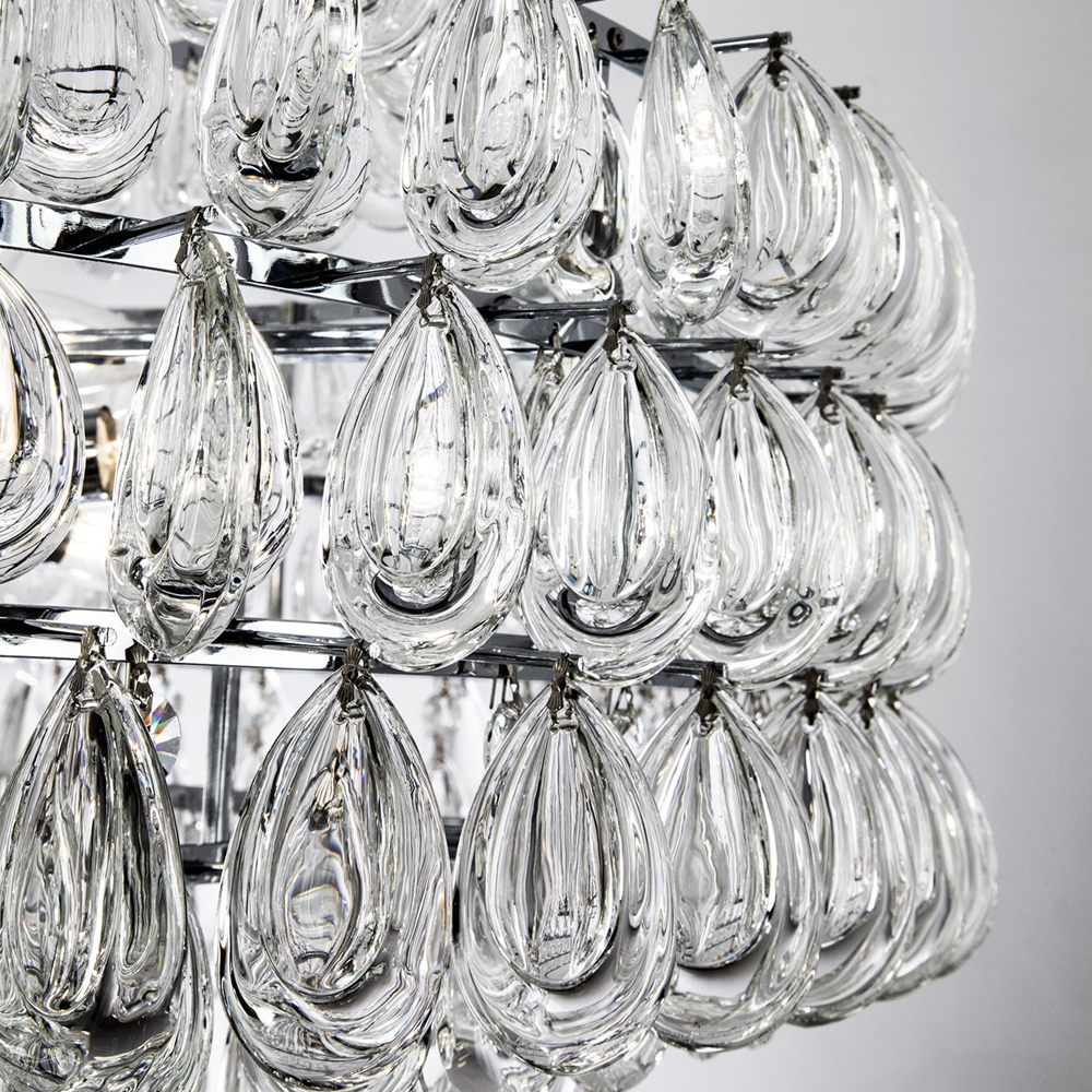 Люстра с хрустальными подвесками в виде капель Antoine Crystal Drops Chrome Chandelier 16