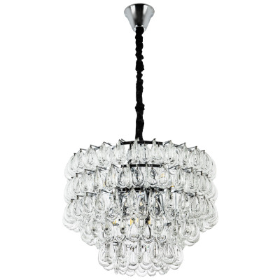 Люстра с хрустальными подвесками в виде капель Antoine Crystal Drops Chrome Chandelier 9