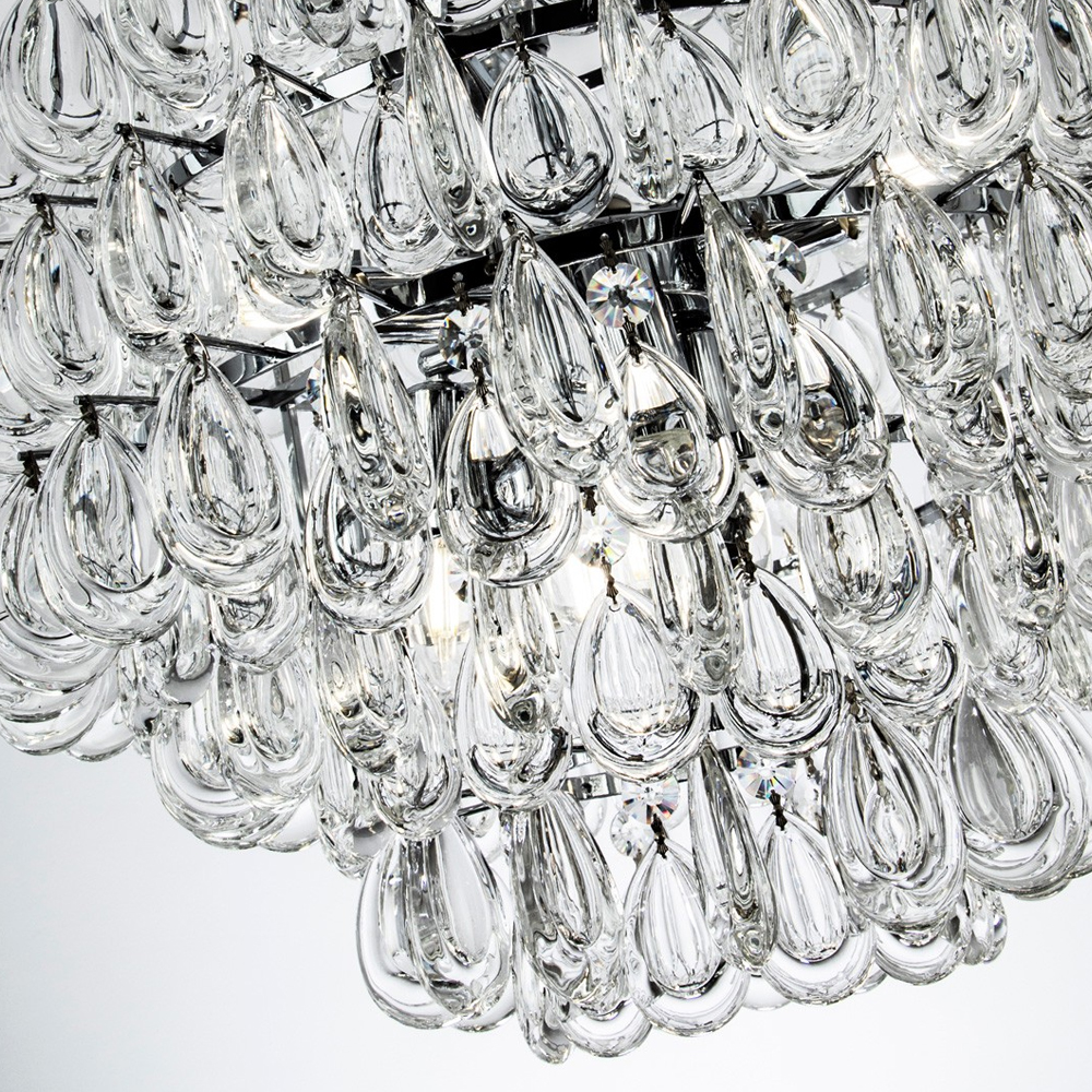 Люстра с хрустальными подвесками в виде капель Antoine Crystal Drops Chrome Chandelier 9