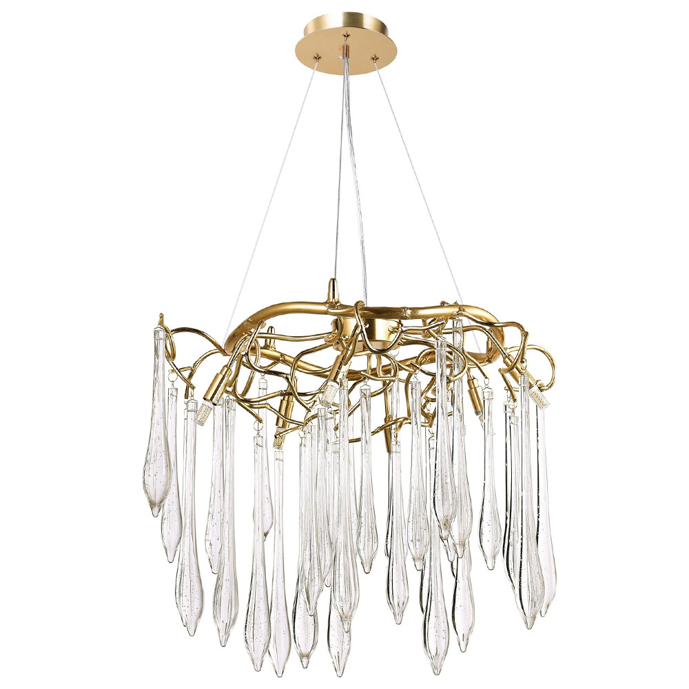 Люстра с хрустальными подвесками в виде капель Droplet Crystal Gold Chandelier 6