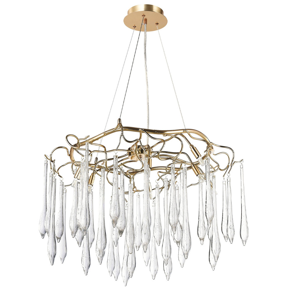 Люстра с хрустальными подвесками в виде капель Droplet Crystal Gold Chandelier 8