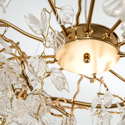 Люстра с хрустальными подвесками в виде листьев Fairytree Leaves Gold Chandelier 10