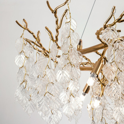 Люстра с хрустальными подвесками в виде листьев Fairytree Leaves Linear Gold Chandelier 12