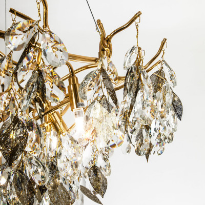 Люстра с хрустальными подвесками и металлическими в виде листьев Fairytree Light Chandelier 9