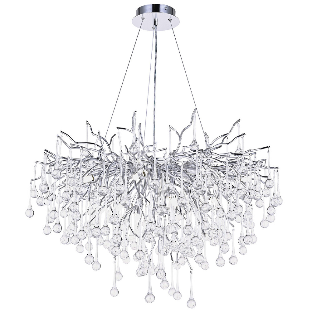 Люстра с хрустальными подвесками капли серебро Droplet Silver Chandelier 15