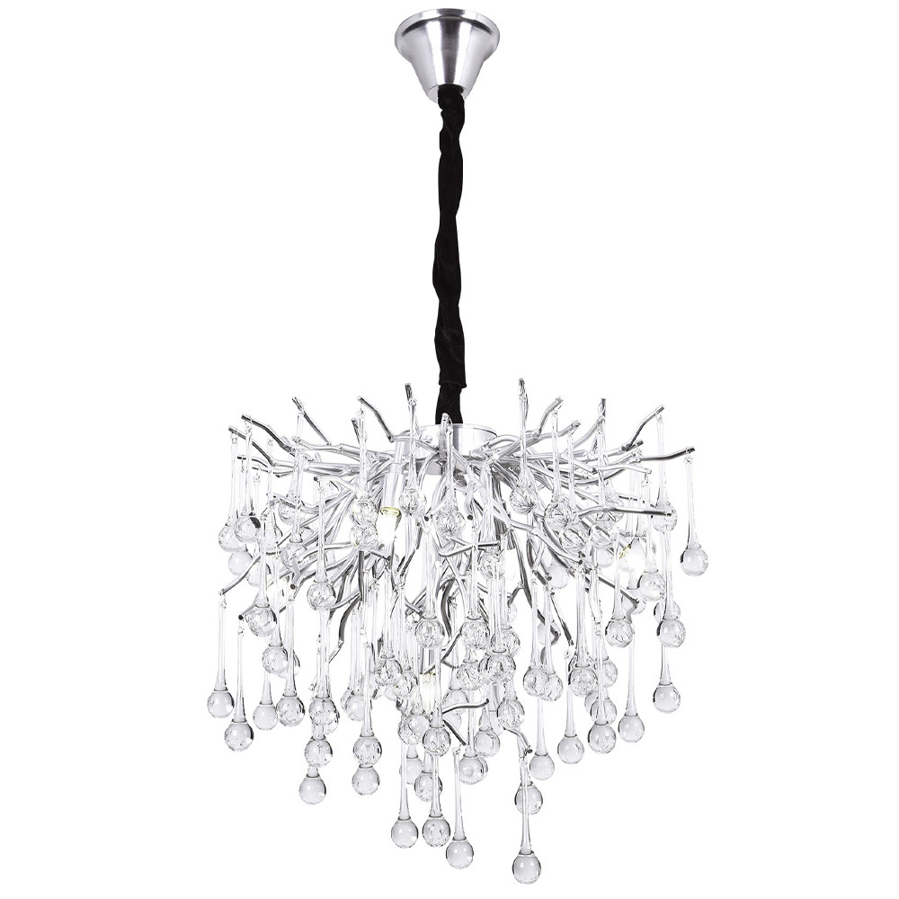 Люстра с хрустальными подвесками капли серебро Droplet Silver Chandelier 5