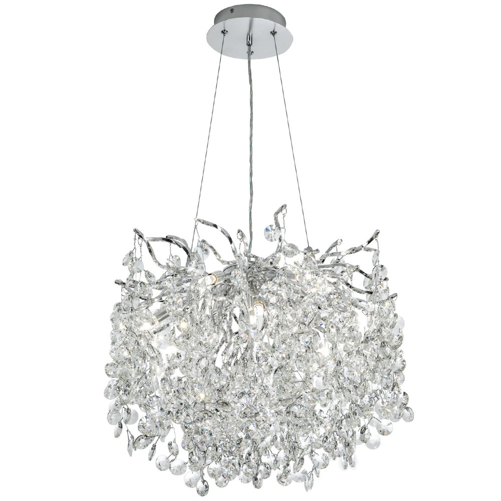 Люстра с хрустальными подвесками на металлических ветках Fairytree Light Silver Chandelier 10