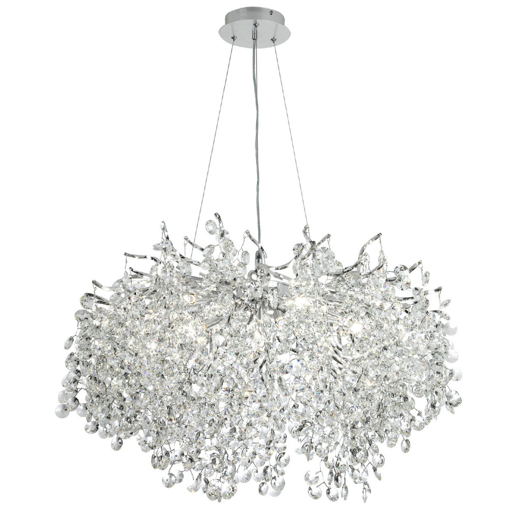 Люстра с хрустальными подвесками на металлических ветках Fairytree Light Silver Chandelier 14