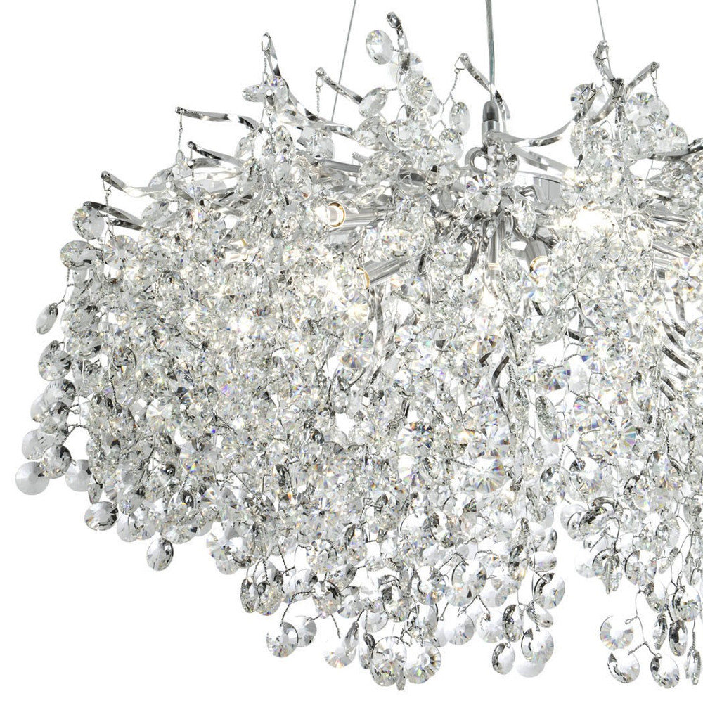 Люстра с хрустальными подвесками на металлических ветках Fairytree Light Silver Chandelier 14