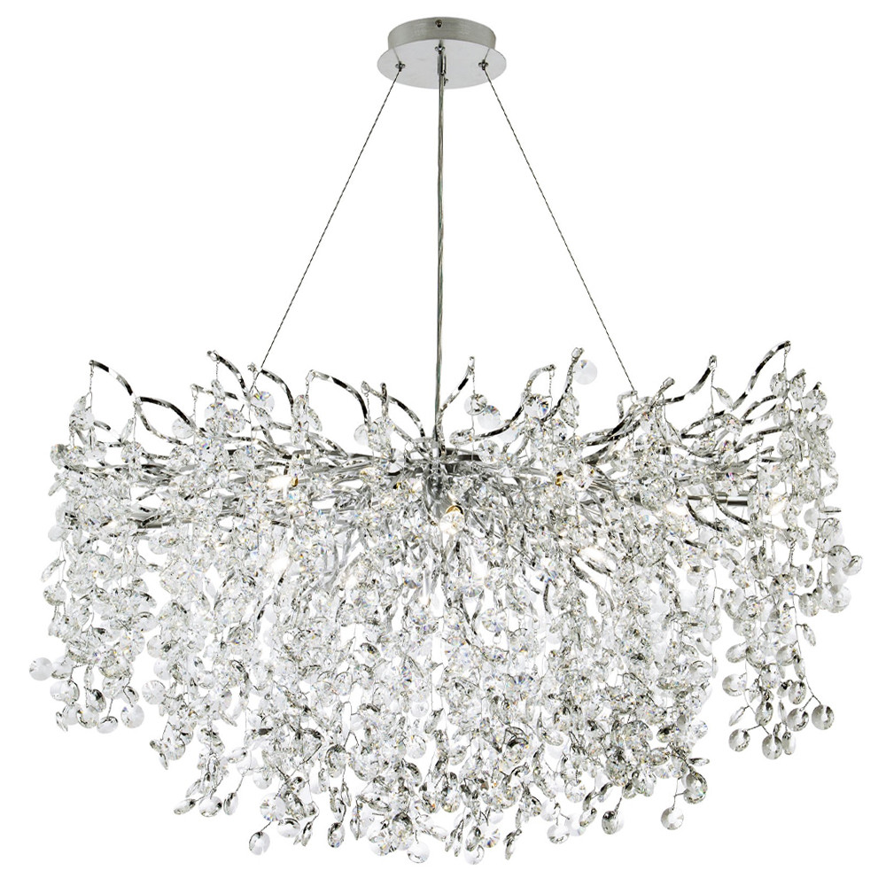 Люстра с хрустальными подвесками на металлических ветках Fairytree Light Silver Chandelier 18