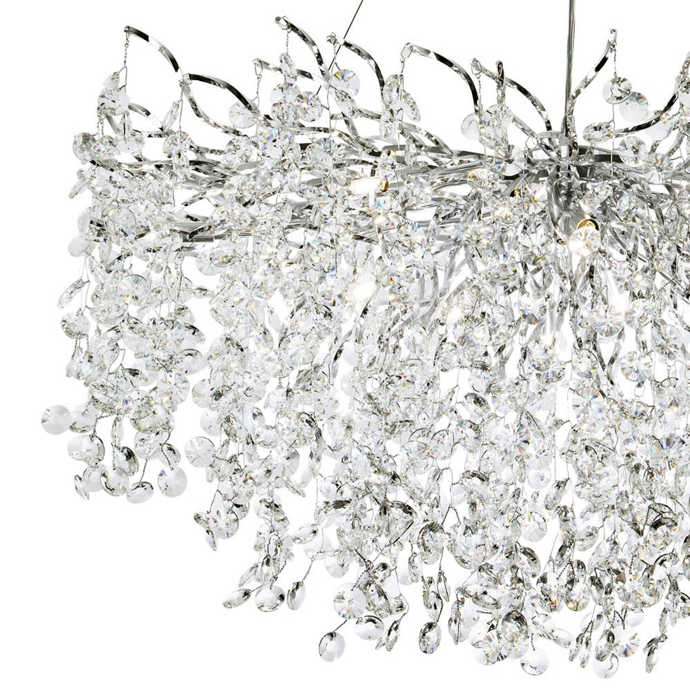 Люстра с хрустальными подвесками на металлических ветках Fairytree Light Silver Chandelier 18