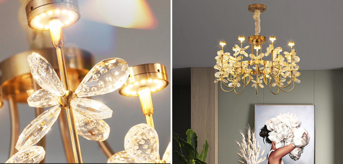 Люстра с хрустальными цветами Crystal Flowers Chandelier