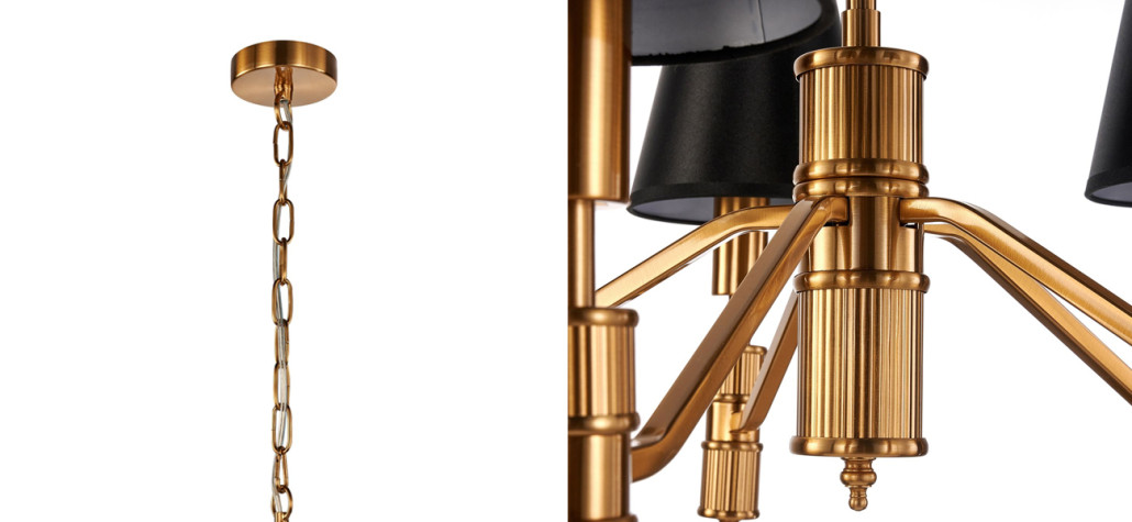 Люстра с черными атласными абажурами Moriart 5 ламп