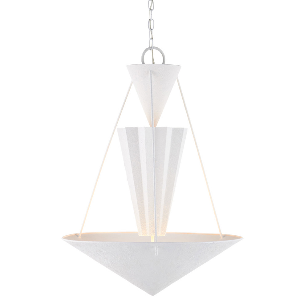 Люстра светодиодная белая геометрической формы с рифленым плафоном White Geometric Lamps