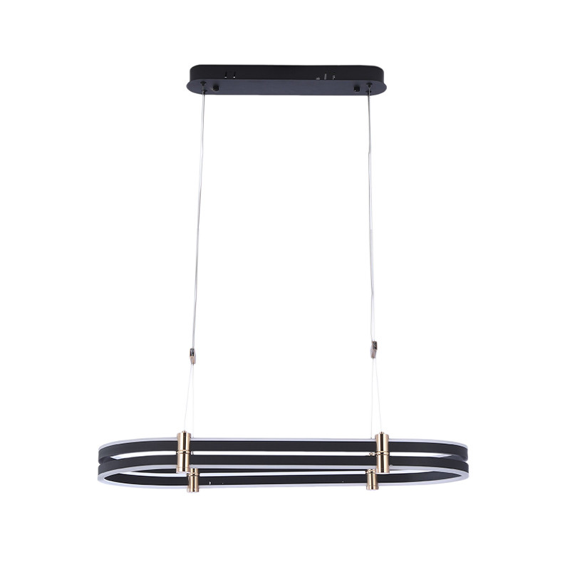 Люстра светодиодная в форме овала из акрила и алюминия с пультом для регулировки света Ring Horizontal Anthracite