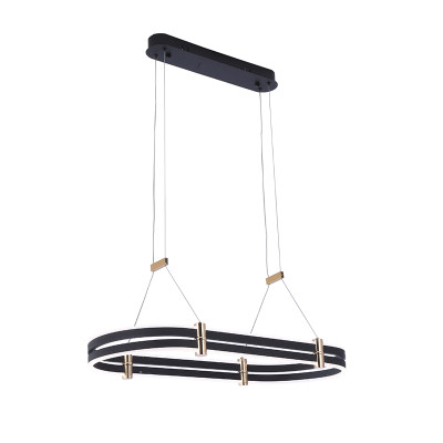 Люстра светодиодная в форме овала из акрила и алюминия с пультом для регулировки света Ring Horizontal Anthracite