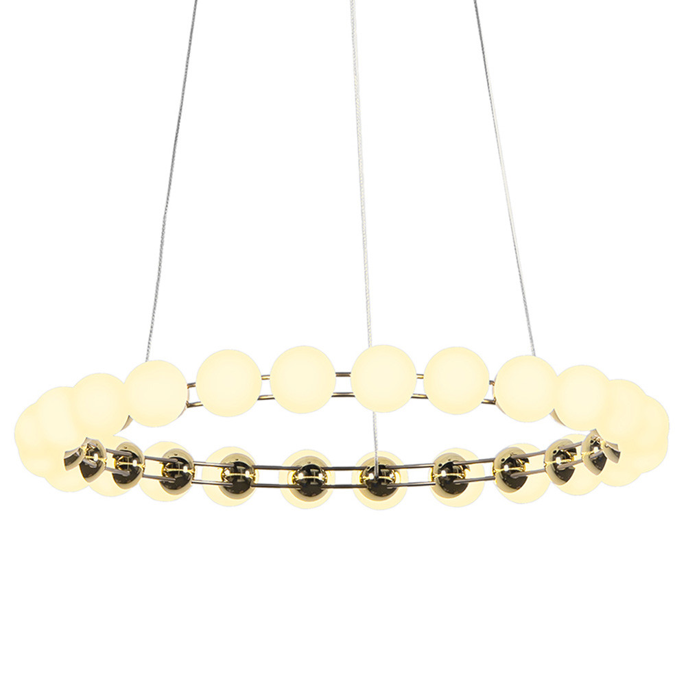 Люстра светодиодная кольцевая с круглыми плафонами белого цвета PEARLS Suspension 48