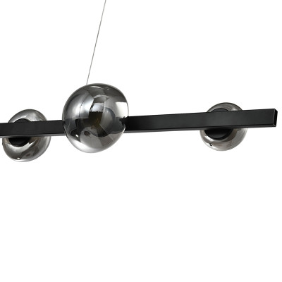 Люстра светодиодная линейная с 6-ю круглыми серыми плафонами Iona Chandelier Black