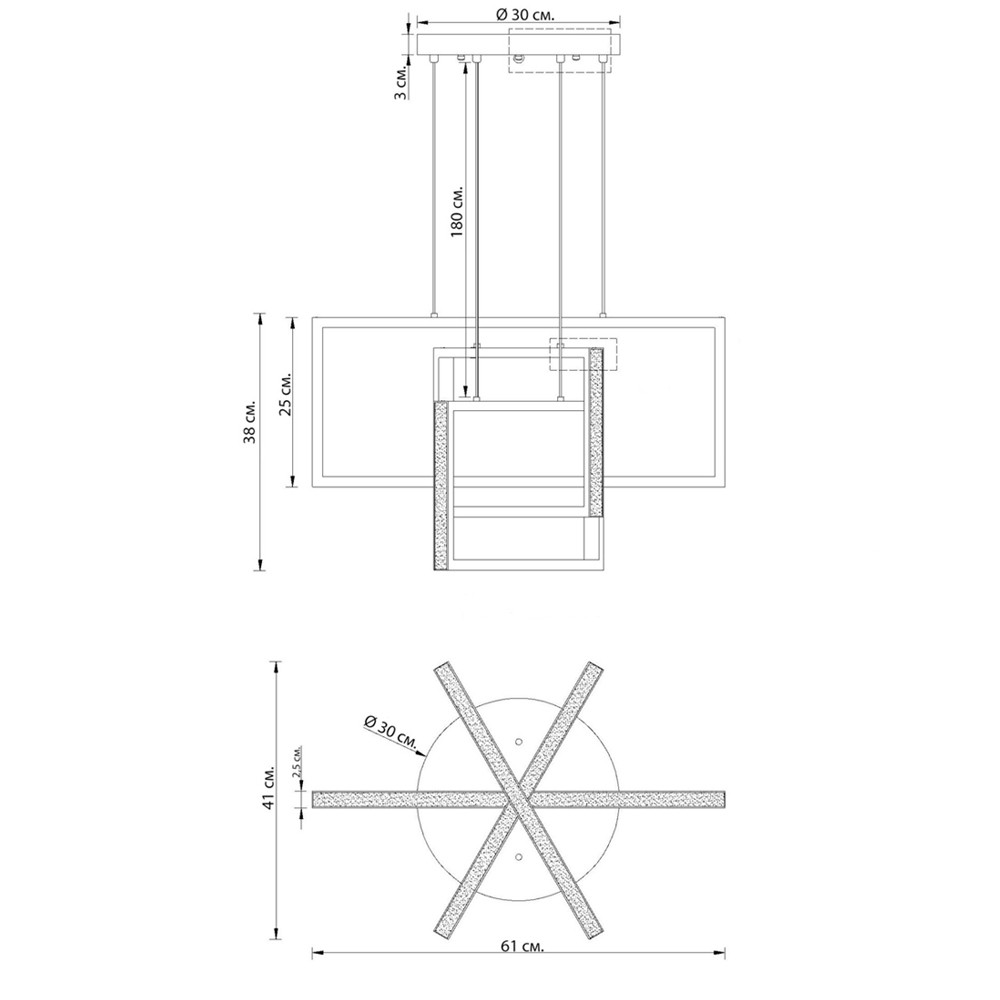 Люстра светодиодная прямоугольная LED Chandelier Rectangular