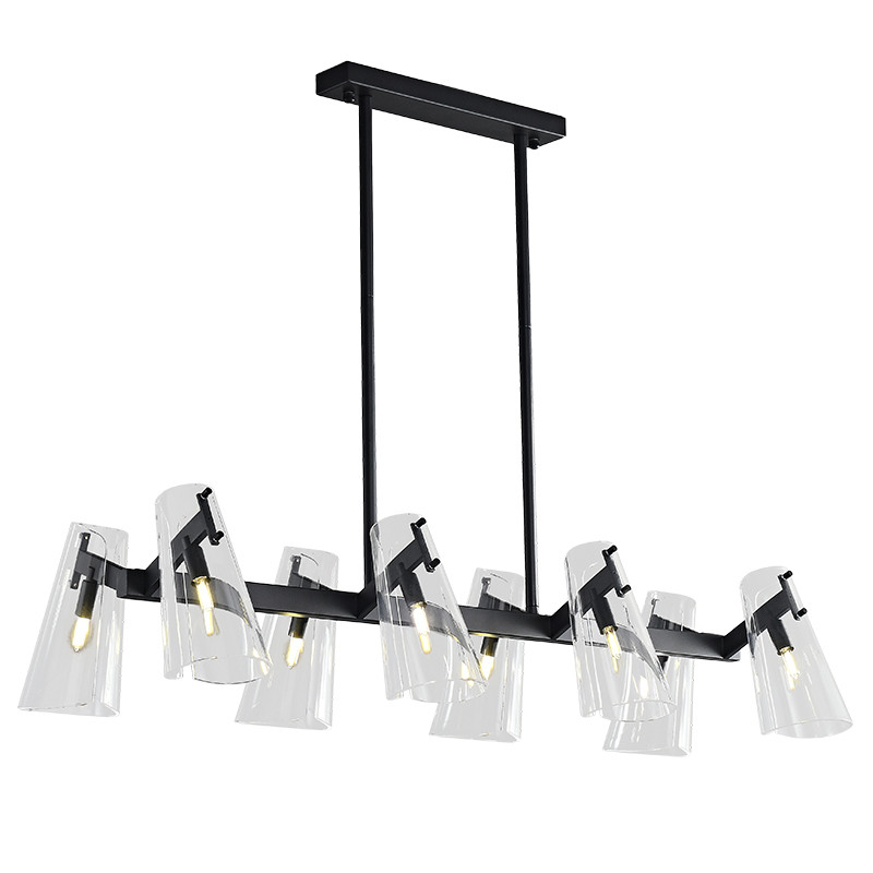 Люстра светодиодная с 8-ю прозрачными плафонами из акрила и стали Glass Cylinder Black
