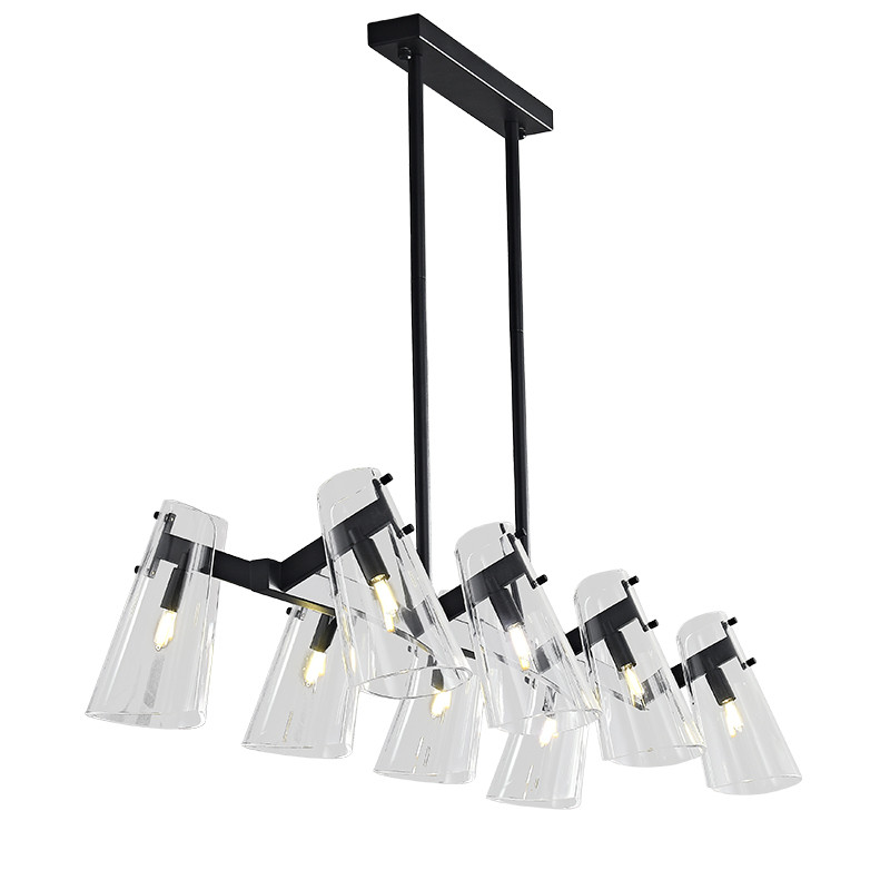 Люстра светодиодная с 8-ю прозрачными плафонами из акрила и стали Glass Cylinder Black
