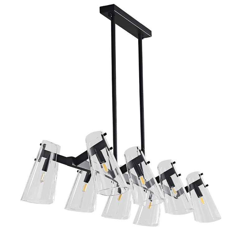 Люстра светодиодная с 8-ю прозрачными плафонами из акрила и стали Glass Cylinder Black