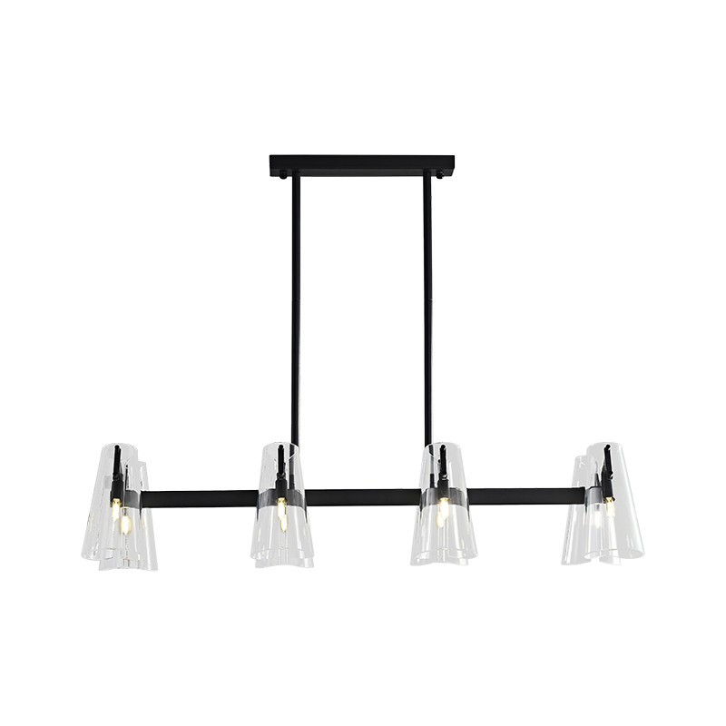 Люстра светодиодная с 8-ю прозрачными плафонами из акрила и стали Glass Cylinder Black