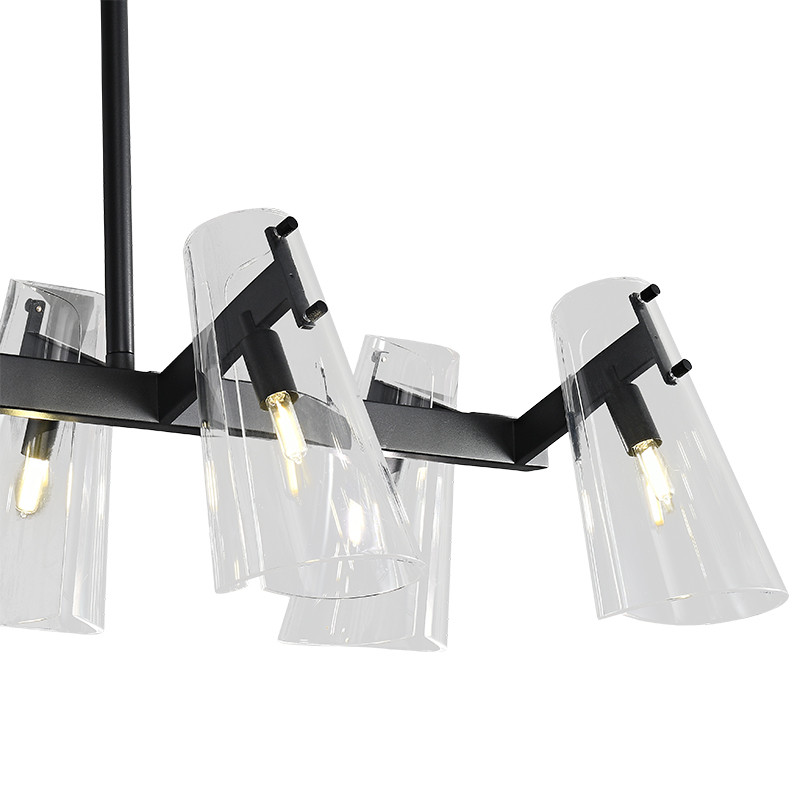Люстра светодиодная с 8-ю прозрачными плафонами из акрила и стали Glass Cylinder Black