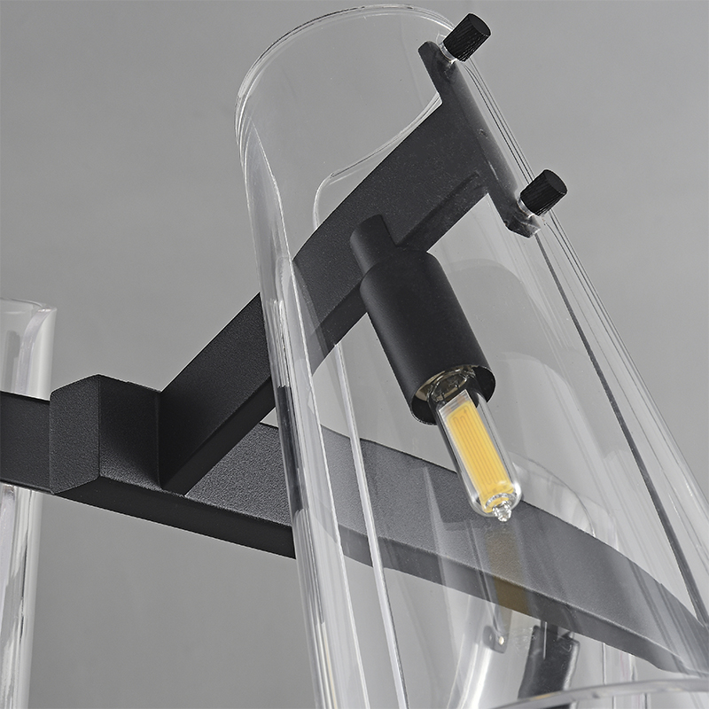 Люстра светодиодная с 8-ю прозрачными плафонами из акрила и стали Glass Cylinder Black