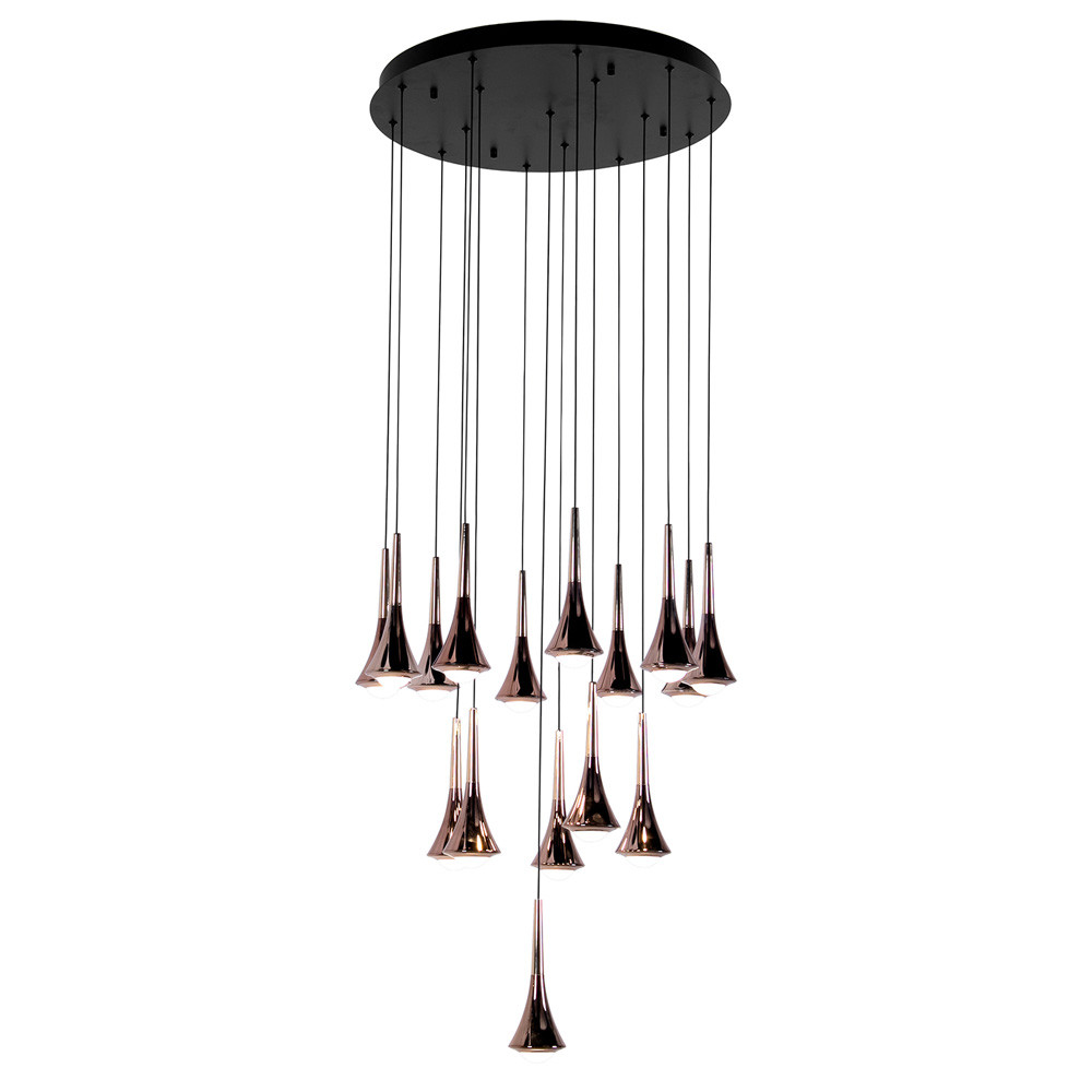 Люстра светодиодная с акриловыми конусообразными плафономи розовое золото Astra 60