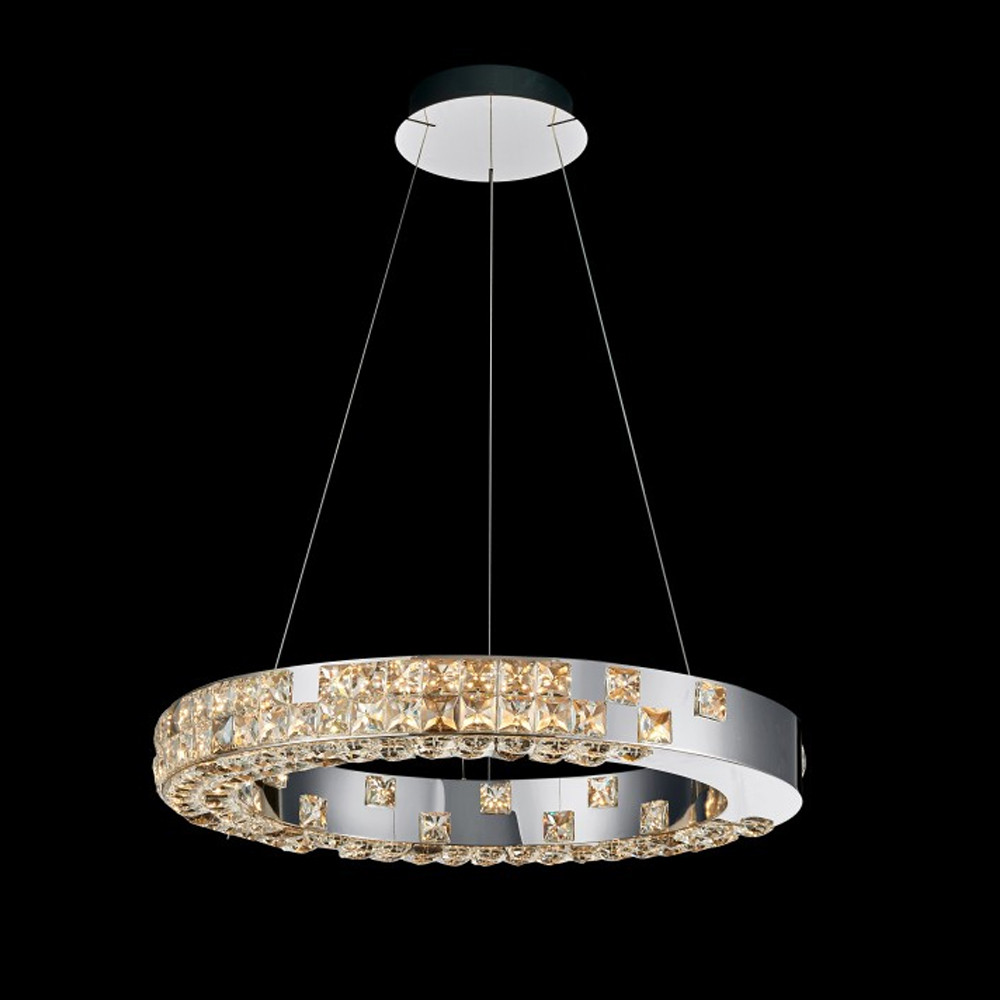 Люстра серебряная в форме кольца с мозаичным хрустальным оформлением Sparks of Crystal