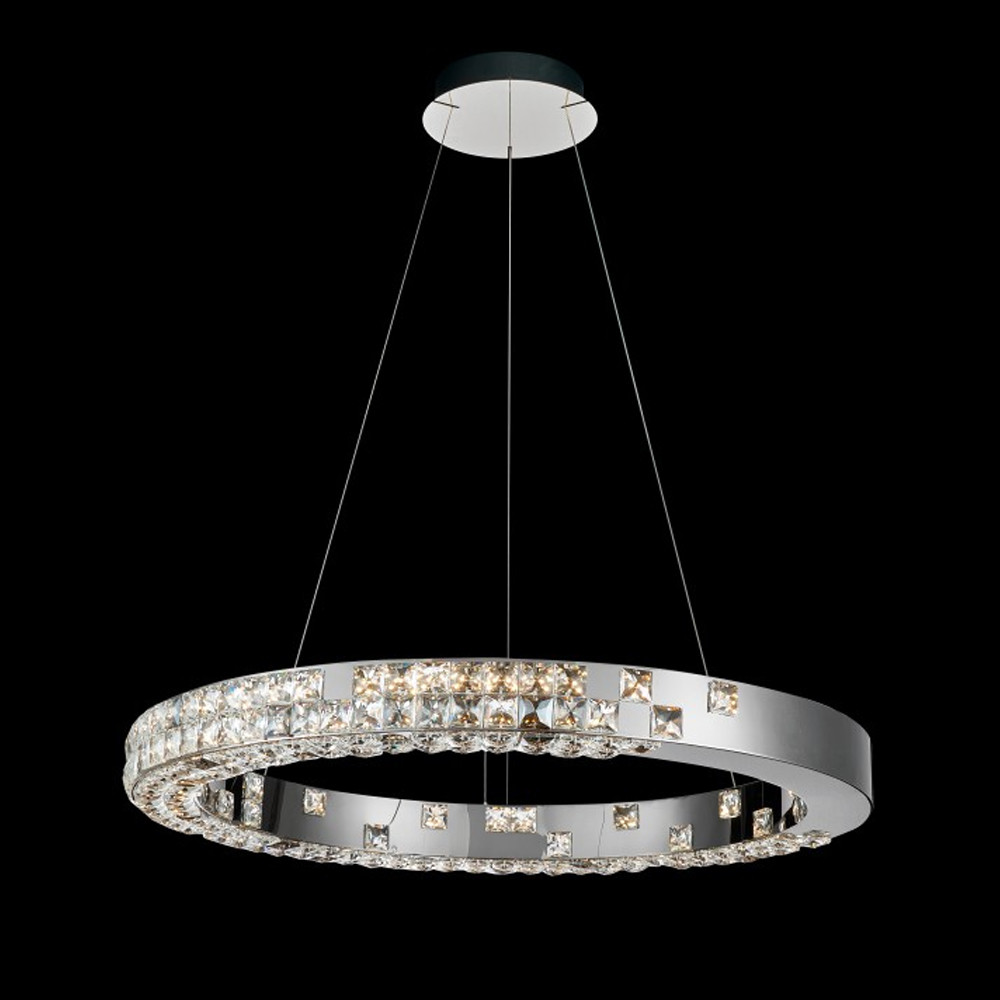 Люстра серебряная в форме кольца с мозаичным хрустальным оформлением Sparks of Crystal