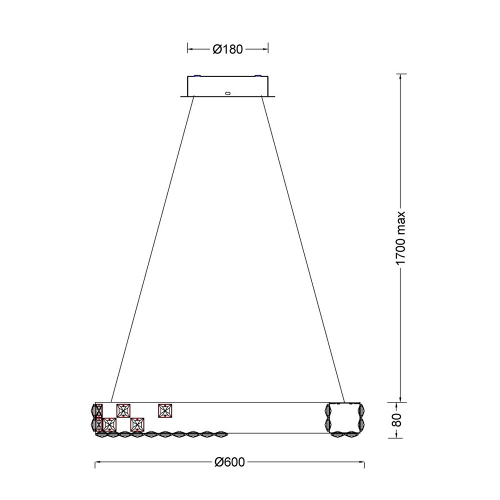 Люстра серебряная в форме кольца с мозаичным хрустальным оформлением Sparks of Crystal