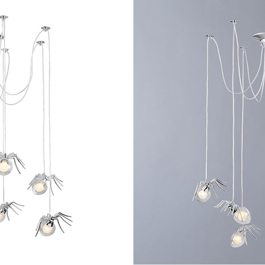 Люстра серебряная Паук Spiders lamp 7