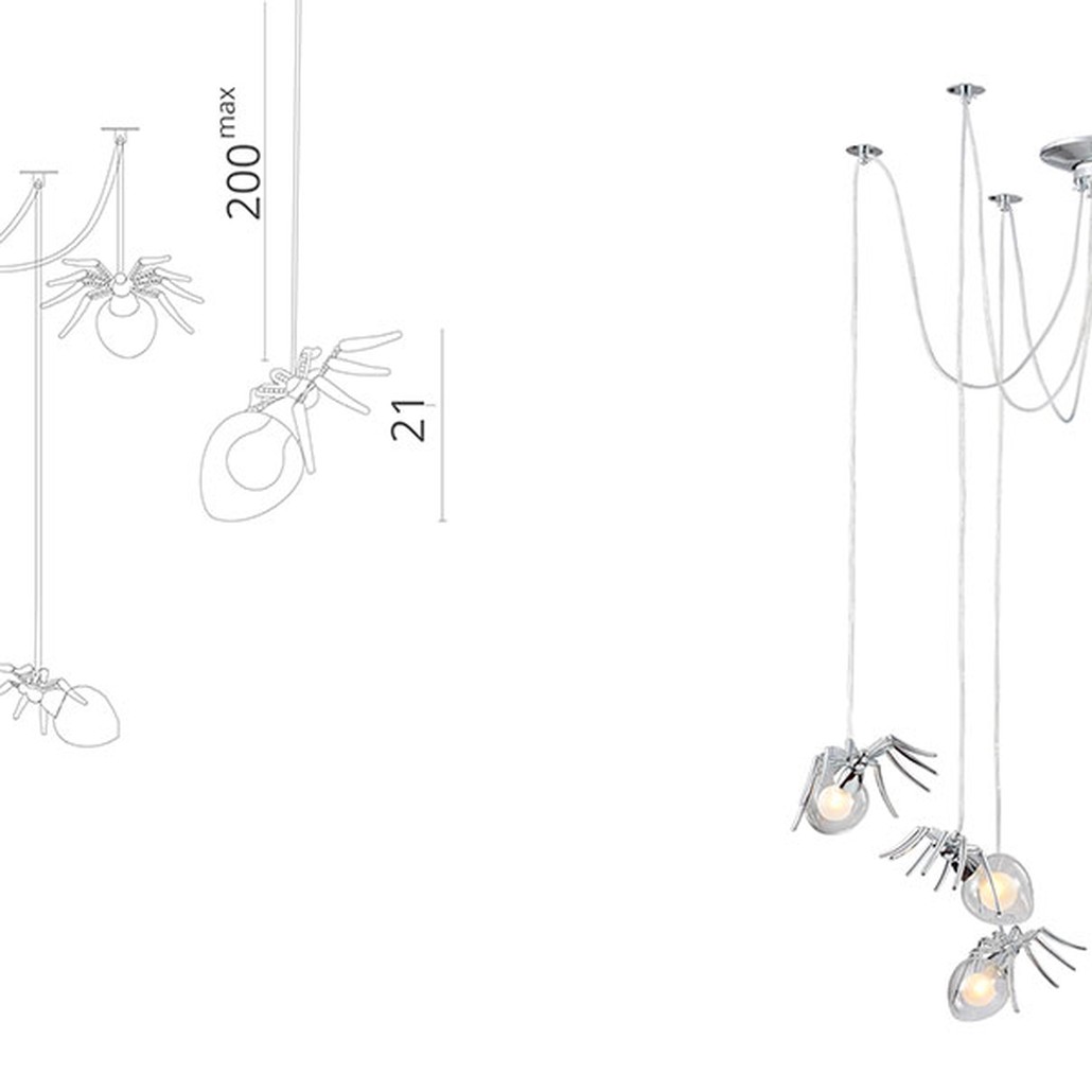 Люстра серебряная Паук Spiders lamp 7
