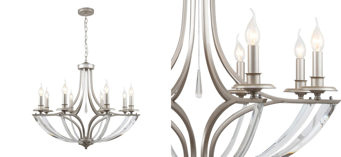 Люстра серебряного цвета Old Castle 8 Ламп