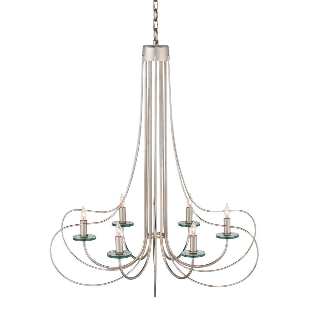 Люстра серебряного цвета с изогнутыми элементами каркаса Twisted Iron Chandelier