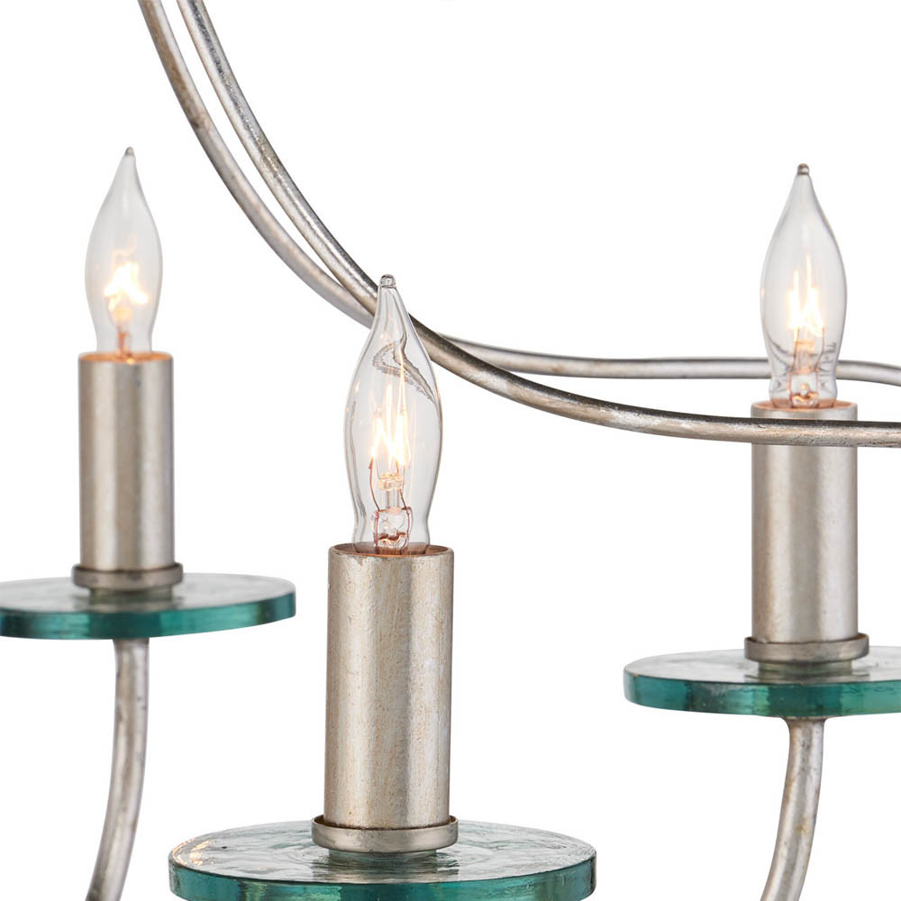 Люстра серебряного цвета с изогнутыми элементами каркаса Twisted Iron Chandelier