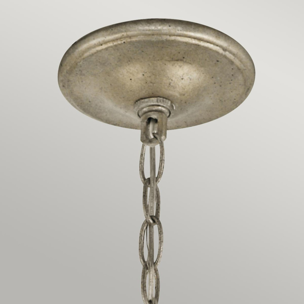 Люстра серебряного цвета с состаренным эффектом и декоративным подвесным шаром Kichler