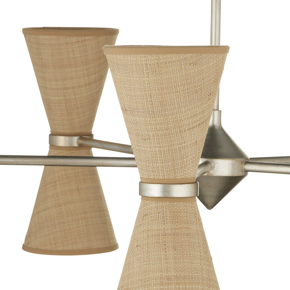 Люстра серебряного цвета с тканевыми абажурами Loft Rope Light