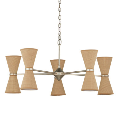 Люстра серебряного цвета с тканевыми абажурами Loft Rope Light