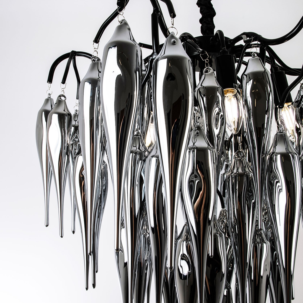 Люстра со стеклянными подвесками дымчатого цвета Ambre Glass Chandelier 70