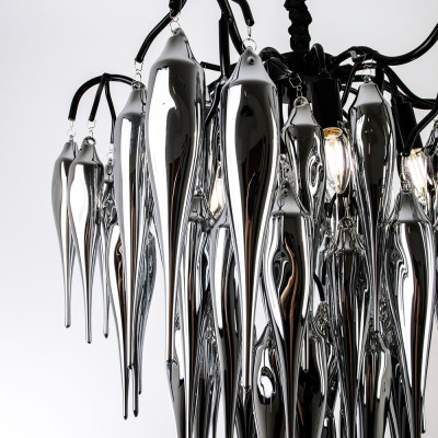 Люстра со стеклянными подвесками дымчатого цвета Ambre Glass Chandelier 70