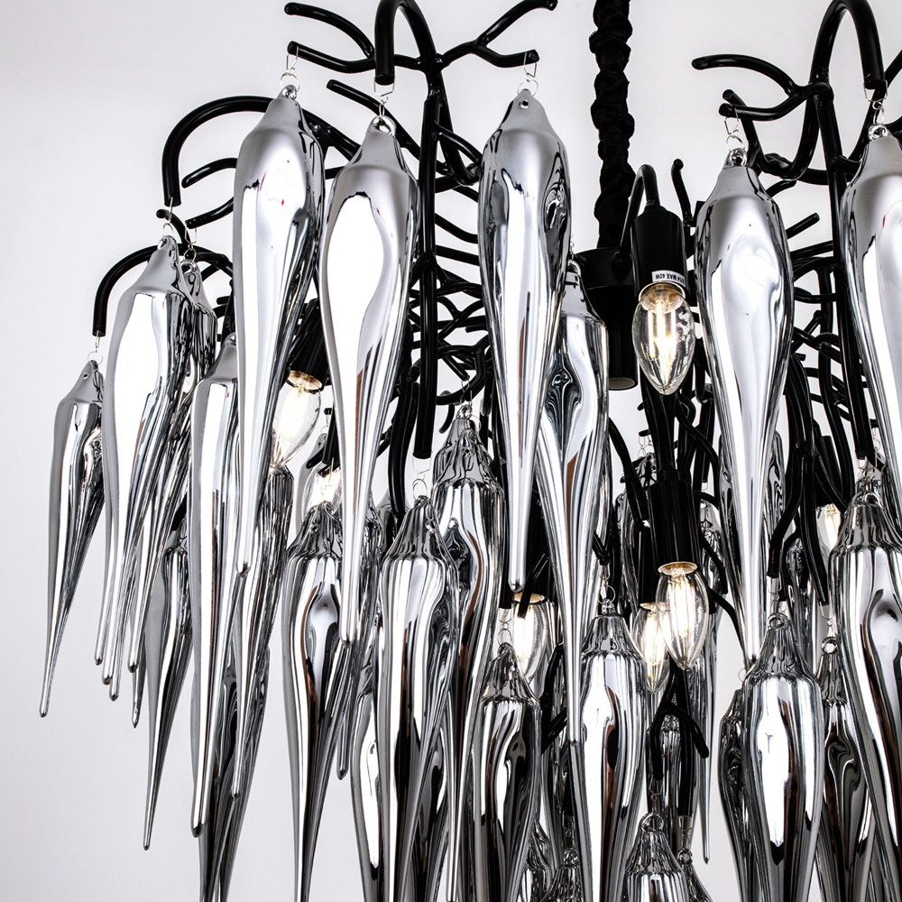 Люстра со стеклянными подвесками дымчатого цвета Ambre Glass Chandelier 80