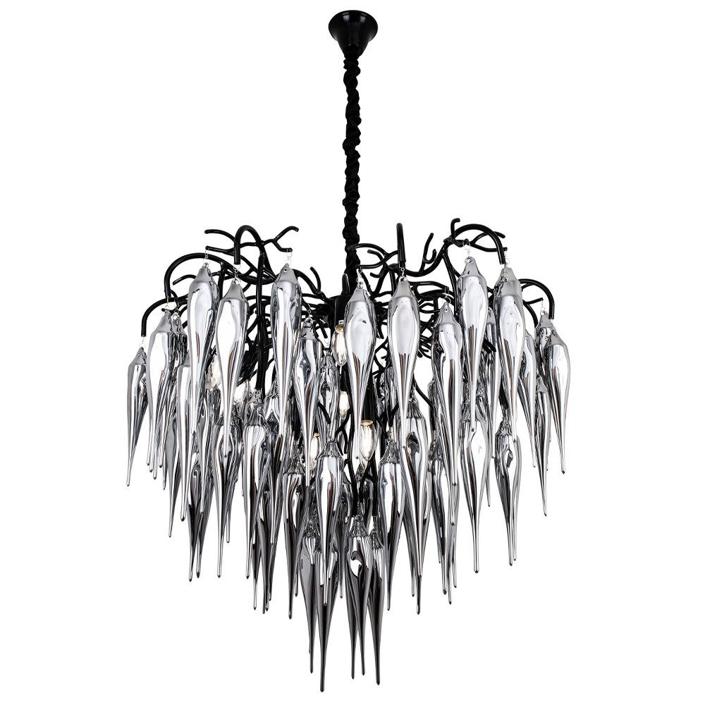 Люстра со стеклянными подвесками дымчатого цвета Ambre Glass Chandelier 80