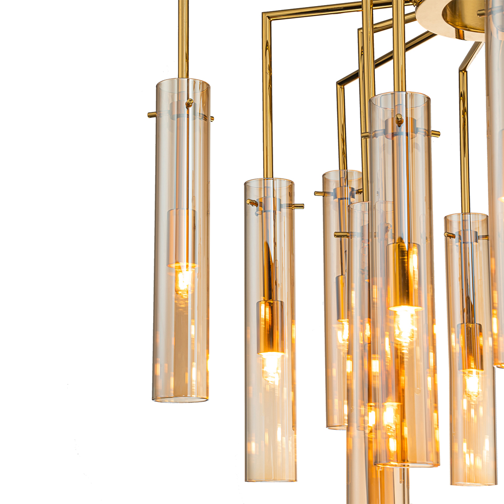 Люстра со стеклянными цилиндрическими плафонами Luminous Cylinders Amber