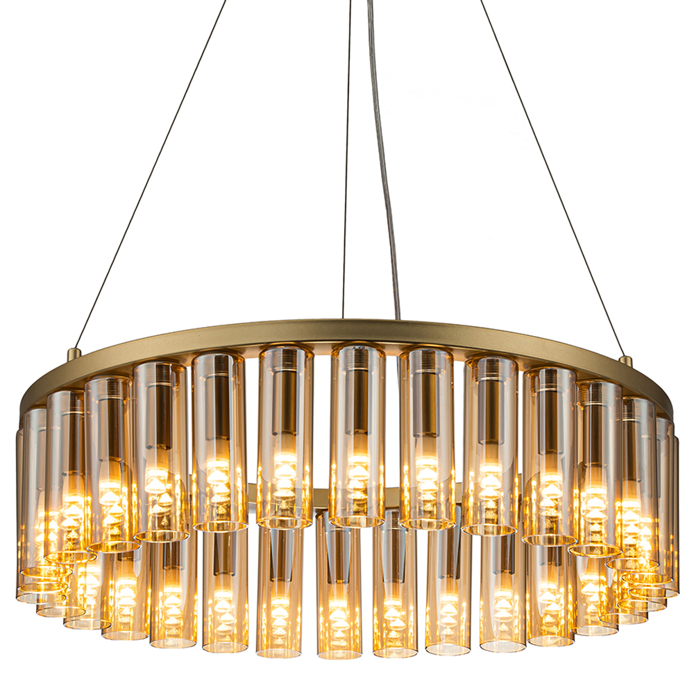 Люстра со стеклянными цилиндрическими плафонами Luminous Cylinders Amber Round