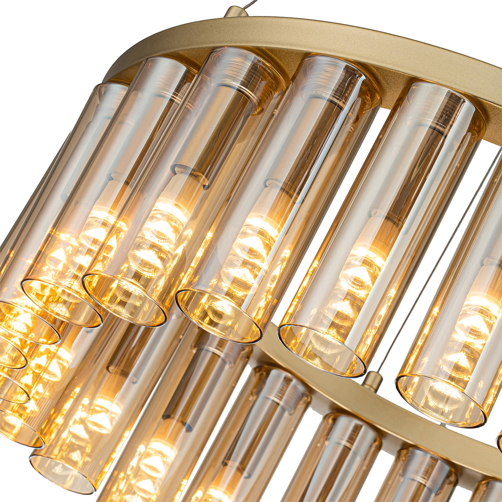 Люстра со стеклянными цилиндрическими плафонами Luminous Cylinders Amber Round