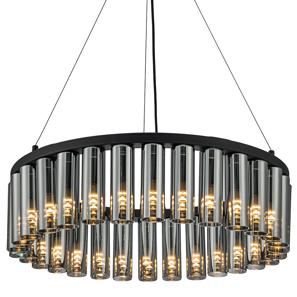 Люстра со стеклянными цилиндрическими плафонами Luminous Cylinders Smoky Round