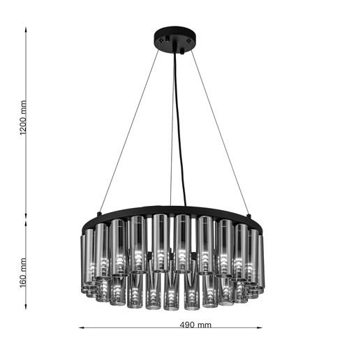 Люстра со стеклянными цилиндрическими плафонами Luminous Cylinders Smoky Round